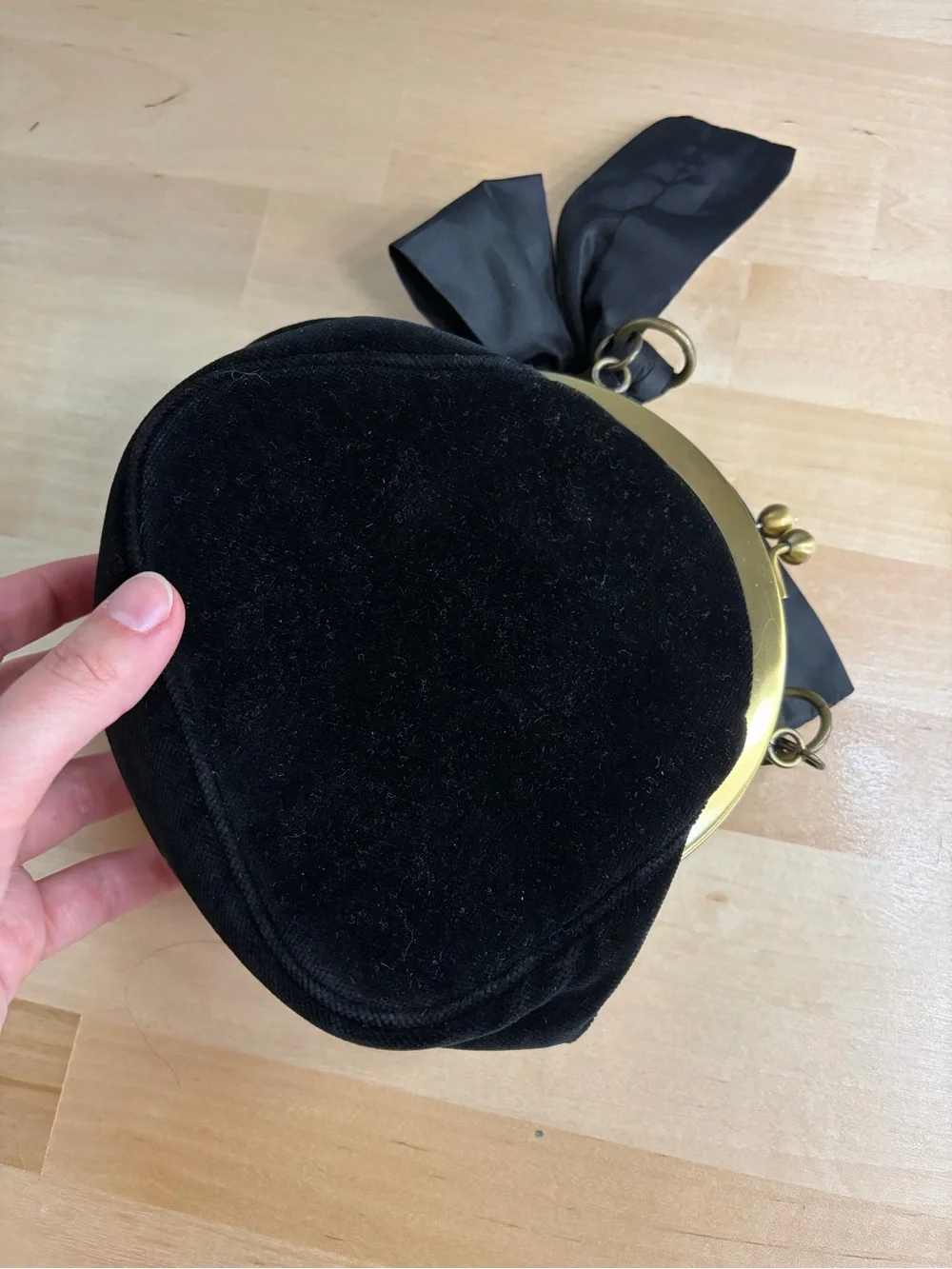 Franchi Black Velvet Evening Bag with Bow